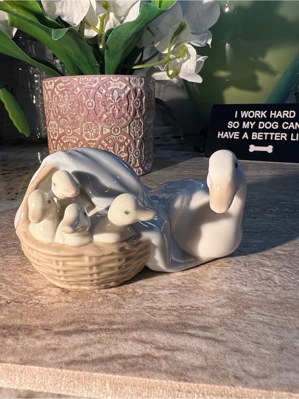 Lladro Duck Family Figurine - White and Tan read below